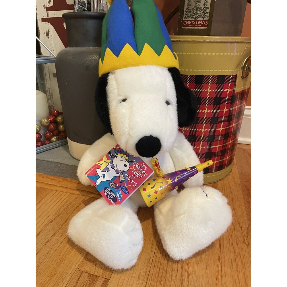 Macy's Peanuts Snoopy Jester Hat Plush 24" Millennium 2000 New Years Eve Vintage